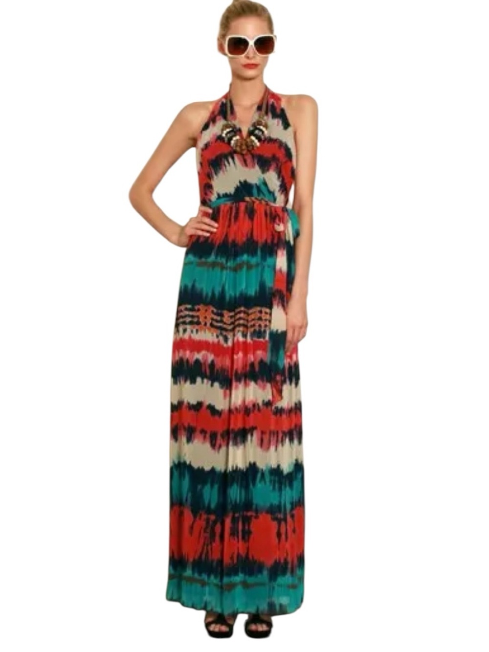 Milly of New York Halter Maxi Dress in Multicolor Tie-Dye NWT